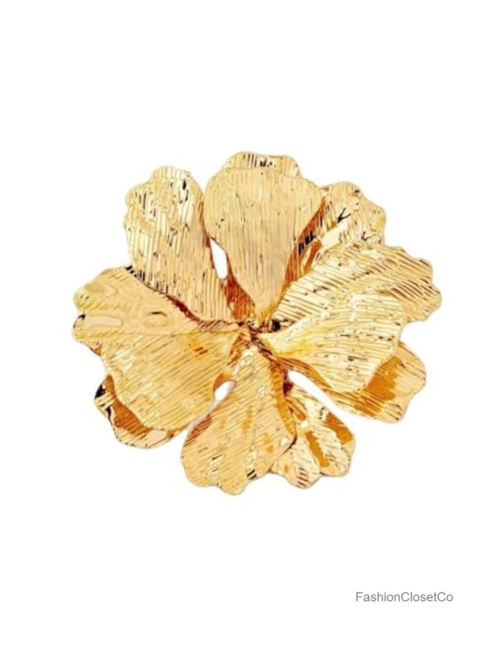 Gold Flower Brooch Pin 3D Metal Rose Floral Leaf Lapel Pin for Boho Wedding Prom